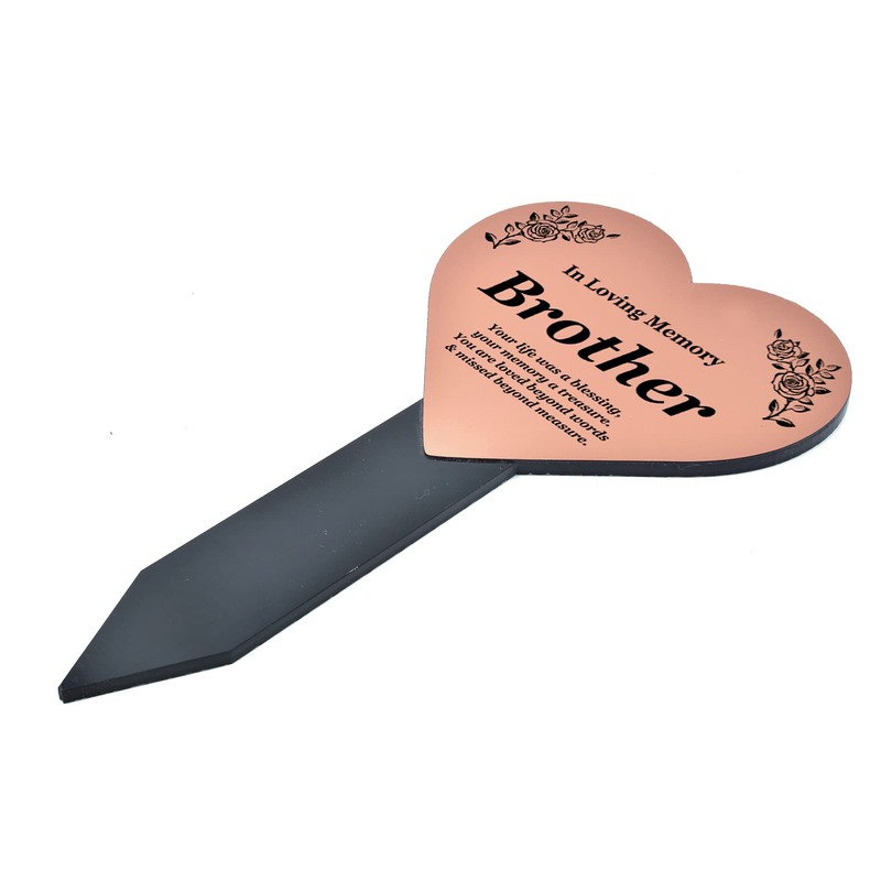 OriginDesigned Brother Heart Shaped Engraved Memorial Plaque Stake - Copper