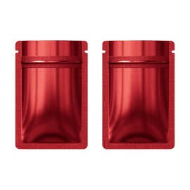 Double-Sided Glossy Red Resealable Zipper Seal Lock Packaging Flat Smell Proof Bags for Small Business, Home Use, Food Packaging, Beauty Storage Bags (100, 2.36 inch x 3.54 inch)