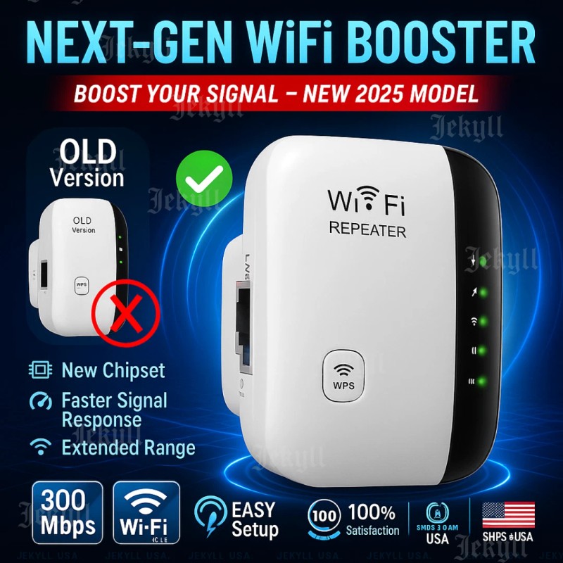 efunmodern NEW! 300Mbps WiFi Range Extender Internet Booster Wireless Signal