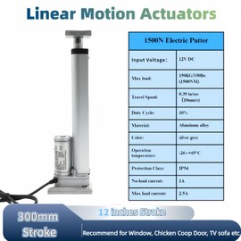 Z Axis Electric Linear Actuator 12 inch 300mm Stroke Motorized Lift 12 Volt Heavy Duty Load 330 lb 1500N Multi-Purpose Desktop Stand Reciprocating 10mm/s for DIY Furniture TV Lift Standing Desk