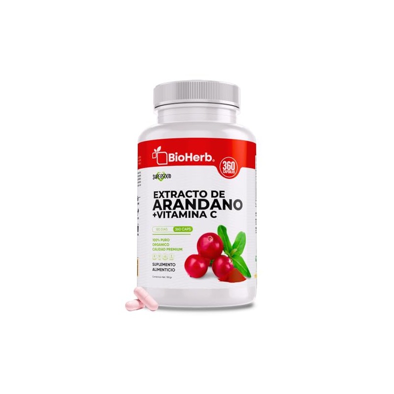 Bioherb Arándano Rojo Orgánico Vitamina 360 Cápsulas Extracto 100 Puro