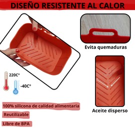 CERENE - Rechteckige Formen für Luftfritteuse Doppel bis 9 l, airfryer silikonform für Ninja, heissluftfritteuse zubehör dual zone für Innsky, Princess/Rot