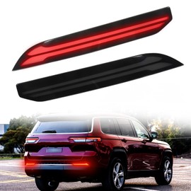 CFDSDE LED Rear Bumper Reflector Lights for Jeep Grand Cherokee 2005-2010 2021-2025 Tail Brake Signal Light DRL Fog Lamps (Smoked Lens, Fit for 2022-2025)