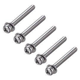 sourcing map M4 x 50mm Stainless Steel Phillips Pan Head Machine Screws Bolts Combine with Spring Washer and Plain Washers 5pcs