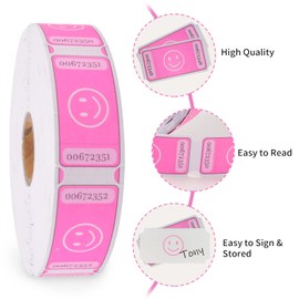 L LIKED Smile Raffle Tickets Roll,Each Tickets 1''x2'',for Events, Entry, Class Reward, Fundraiser & Prizes,1000 Tickets Per Roll -Pink