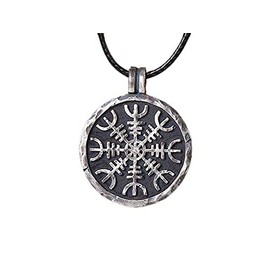 925 Sterling Silver Viking Protection Amulet - Aegishjalmur, Hand Hammered Norse Pendant Necklace