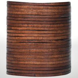 Leatherow Flat Genuine Leather Cord String Full Grain Cord Lace Cowhide Strips for Jewelry Making DIY Craft Projects Belts Keychains (Brown Distressed, 3 MM)