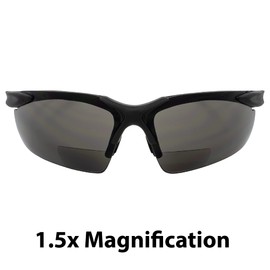 Apex Bifocal Safety Glasses UV400 Magnifying Reading Eyewear 1.50 Magnifier Smoke Lens