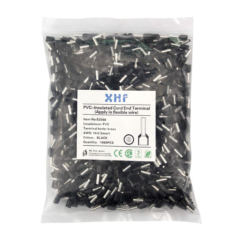 XHF 1000 PCS AWG 14/2.5mm² Wire Ferrules Insulated Copper Crimp