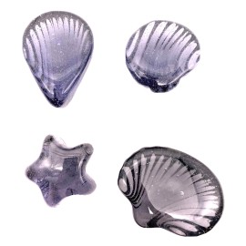 Vacor Pk 4 Lilac Glass Seashells by Vacor for Mega Marbles Decor Crafts Transparent