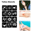 Qpout Tattoo Stencils for Children and Adults, 16 Sheets Henna