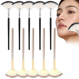 10 Pieces Fan Brushes Facial Applicator Brush Soft Makeup Mask Acid Applicator Brush Esthetician Cosmetic Brush for Mud Cream