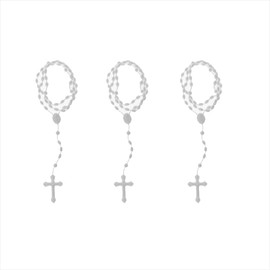 ZhangyiHot 3 Pcs Plastic Rosary Beads Luminous Necklace Catholicism Prayer Religious Jewelry, Cross Necklace for Women, Cross Necklace for Men, Women's Chain Necklaces（White）