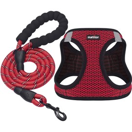 matilor Dog Harness Step-in Breathable Puppy Cat Dog Vest Harnesses for Small Medium Dogs Red