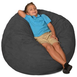 Comfy Sacks 3 ft Memory Foam Bean Bag Chair, Charcoal Micro Suede
