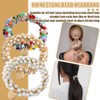 Haargummis mit Perlen, Strass Pferdeschwanz-Halter Perlen Elastische Haarbänder, 3 Stück