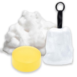 BUSO Men's Facial Wash Soap + 4 Layer Foaming Net Set, Dense Foam, For Men, Cosmetics Facial Cleansing, Hooks, Plenty of White, For Men Skin Care