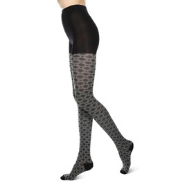 MeMoi Diamond Patterned Cotton Blend Sweater Tights Black Small/Medium