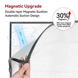 Magnetic Window Screen - DIY Window Screen Window Screens for House Windows Anti Mosquito Mesh Magnetic Screen Window Adjustable Net Fiberglass Fine Screen with Grey Mesh (39''x59'')