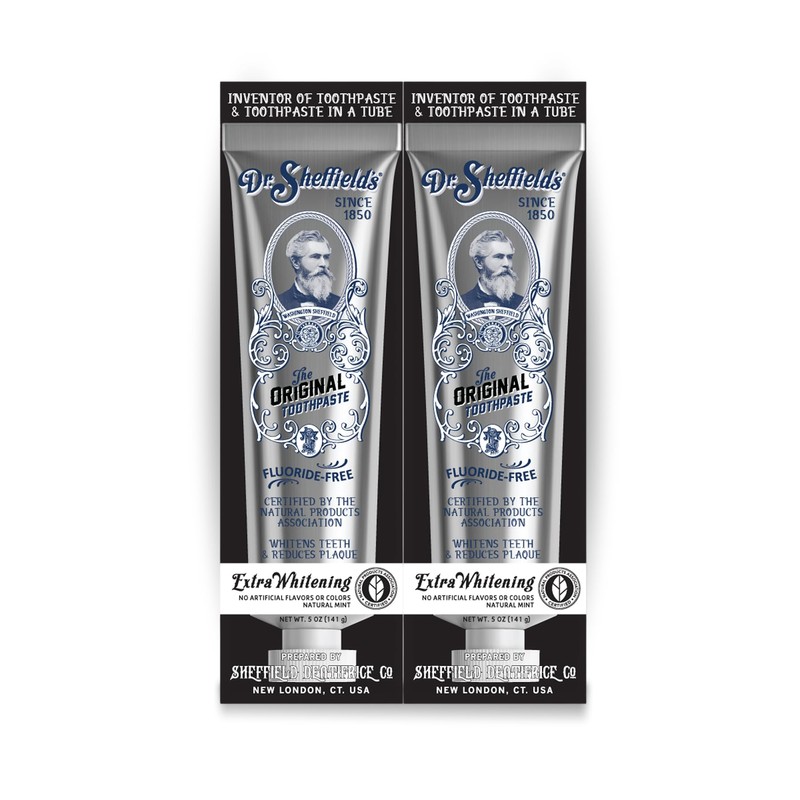 Dr. Sheffield's Fluoride Free Whitening Toothpaste, Mint, No SLS, 2-Pack