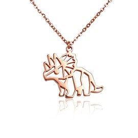 HANFLY 18K Rose Gold Plated Triceratops Dinosaur Necklace