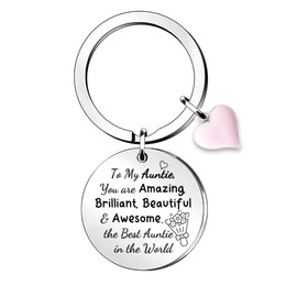 HZBLAZ Auntie Key Chain Rings Aunty Family Love Mother's Day Keyring Aunt Birthday Key Tag Accessory Christmas Thanksgiving Souvenirs Aunt You are Amazing Brilliant Reminder Keepsake