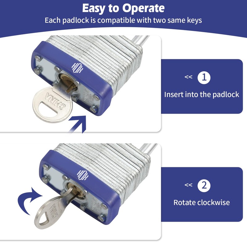 HOX Locks 6-Pack Keyed-Alike Padlocks w/ 1.2” Shackle, 1-9/16” Wide