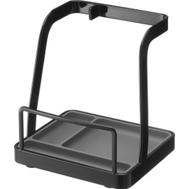 Yamazaki 1552 Ladle & Pot Lid Stand, L, Black, W 5.5 x D 4.8 x H 6.0 inches (14 x 12.3 x 15.2 cm), Tower Wide Size, Ladle Rest, Pot Lid Rest