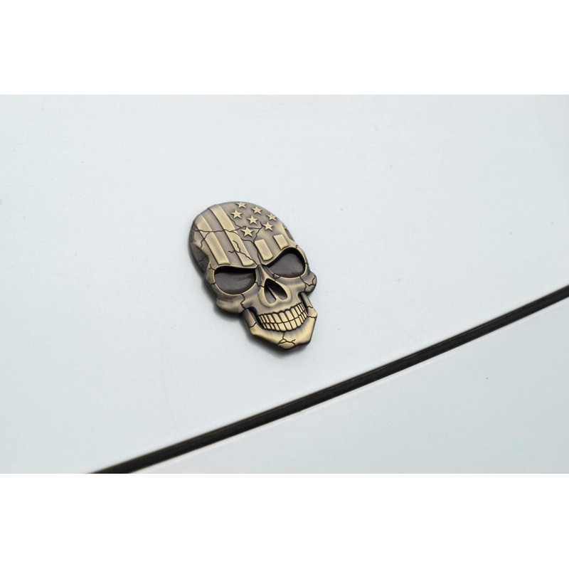 3D Skull Devil Death USA Flag Metal Car Motorcycle Emblem
