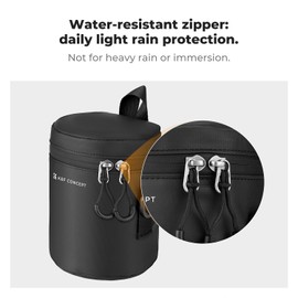 K&F Concept Lens bag, waterproof zip lens bag, shockproof lens case, all-round lens bag, camera bag for DSLR SLR lens, diameter and height below, black, camera lens pouch