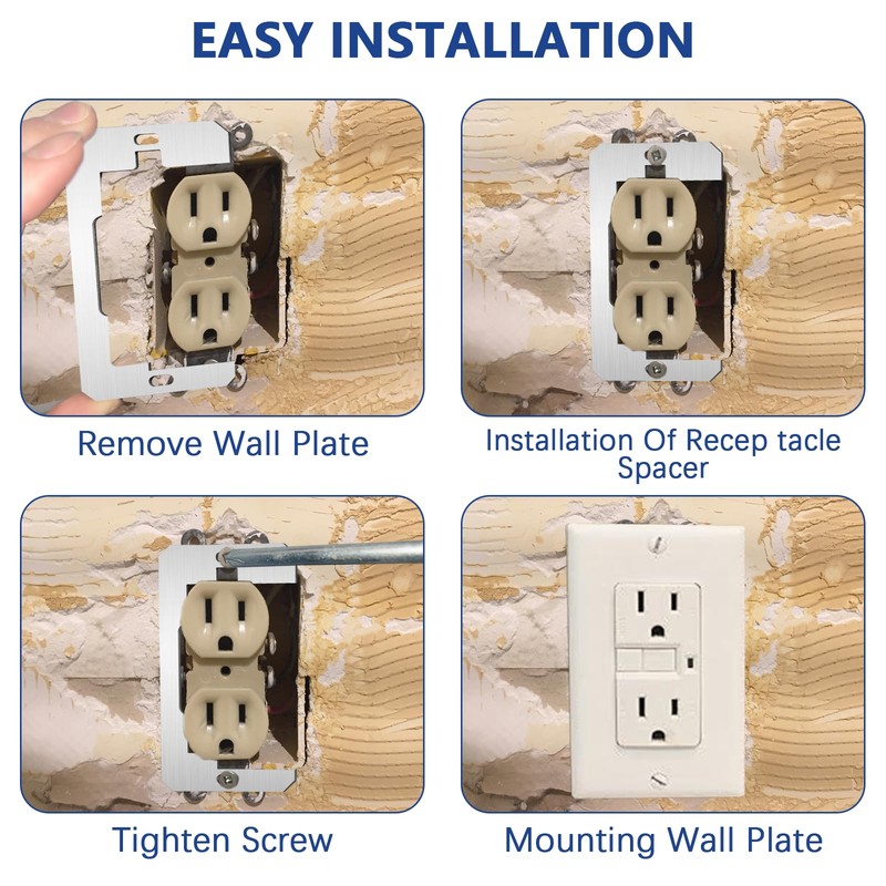 20 Pcs Wall Plate Spacer- Metal Flush Fit Device Leveling