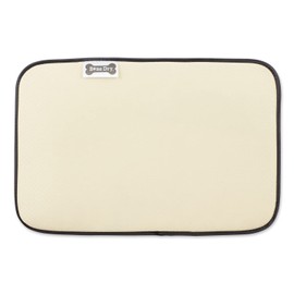 Bone Dry Machine Washable, Ultra Absorbent Pet Mat, 12x18, Stone/Off-White Lattice