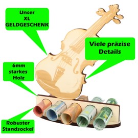 XL Wooden Violin Gift Idea Gift Voucher Packaging Funny Gift Money Gift for Women and Men Gift for Musicians (Violin Violin)