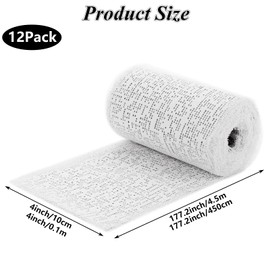 EATHEATY 12 Pack Plaster Cloth Rolls, 4 x 177 Inches Plaster Gauze Plaster Bandages Wrap Strips, Plaster Strips for DIY Hobby Crafts, Belly Cast, Mask Making, Body Molds
