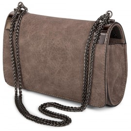 styleBREAKER clutch, evening bag with metal clasp and plain coil chain, vintage design, ladies 02012046, color:Fawn Brown