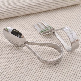 Nagao Tsubamesanjo Happy Bear Baby Spoon & Fork Set, 3.5 inches (9 cm), Made in Japan HT-125