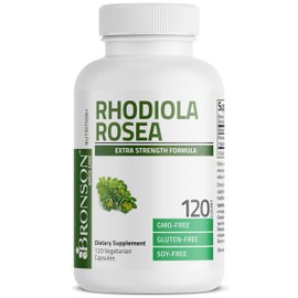Bronson Rhodiola Rosea Vegetarian Capsules - Adaptogenic Herb - Brain, Stress & Mood Support - Non-GMO, 120 Count