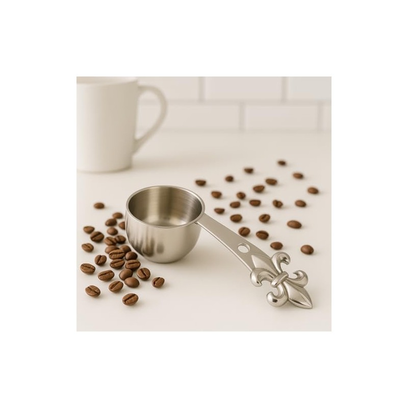 Nickel Fleur de Lis Coffee Scooper. Tea Scoop - Set