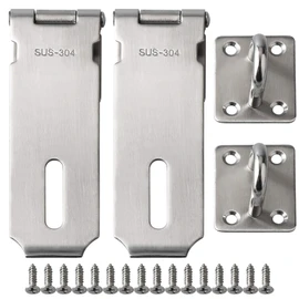 Alise 2pcs Door Locks Hasp Latch,5 Inch SUS 304 Stainless Steel Safety Packlock Clasp Hasp Lock Latch,with Fixing Screw for External Doors Window Cabinet Pet Cage, Brushed Nickel MS9-5B-2P
