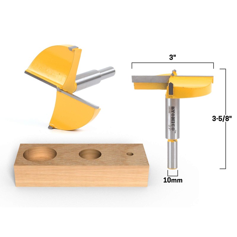 YONICO 43069C 3-Inch Diameter Carbide Forstner Drill Bit 10mm Shank