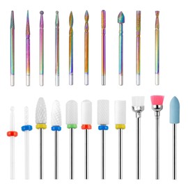KIMLONTON Nail Bit, Ceramic Nail Grinding Bit, Shaft Diameter 0.1 inch (2.35 mm), 21 Piece Set, Nail Polishing, Nail Care, Sweet Skin Treatment, For Electric Nail Machine, Nail Drill Bit Set