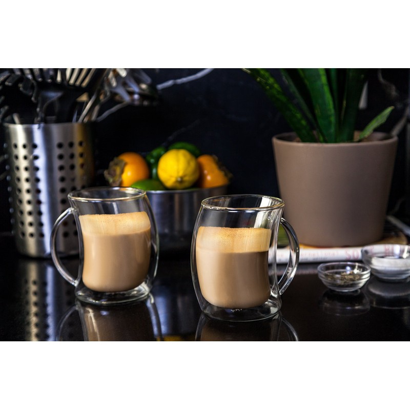 JoyJolt Caleo Collection Double Wall Insulated Glass Coffee Cups (Set