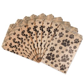 N'icePackaging 100 Bags/Pack of our Decorative Flat Paper Gift Bags - Paw-Print Pattern on Brown or White Kraft Bags - for Sales/Treats/Parties Cookies/Gifts (Kraft, 5" x 7")