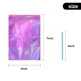 120 Pieces Iridescent Holographic Cellophane Party Favor Treat Bag with 200 Pieces 3 Colors Iridescent Holographic Twist Ties for Party Wedding Girl Birthday (5 x 7 Inch)