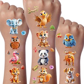 Animal Glitter Tattoo Set Children, 12 Sheets Animals Temporary Glitter Tattoo Children, Temporary Tattoos Set, Waterproof Children's Tattoos, Children's Birthday Gift, Party Decoration