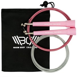 WARM BODY COLD MIND Adjustable Jump Rope For Men and Women, Speed Jump Rope, Skipping Rope for Weightlifting, Boxing, Gym, Outdoor or Indoor Sport, Fitness (Pink)