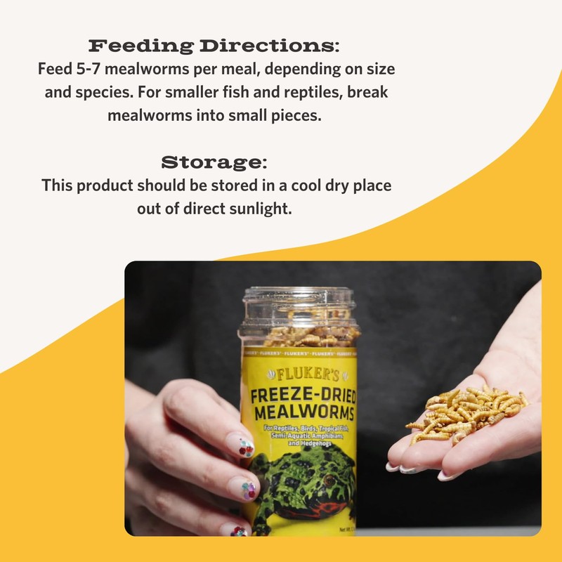 Fluker's Freeze Dried Insects, Nutrient, Packed Mealworms, Ideal for Lizards,