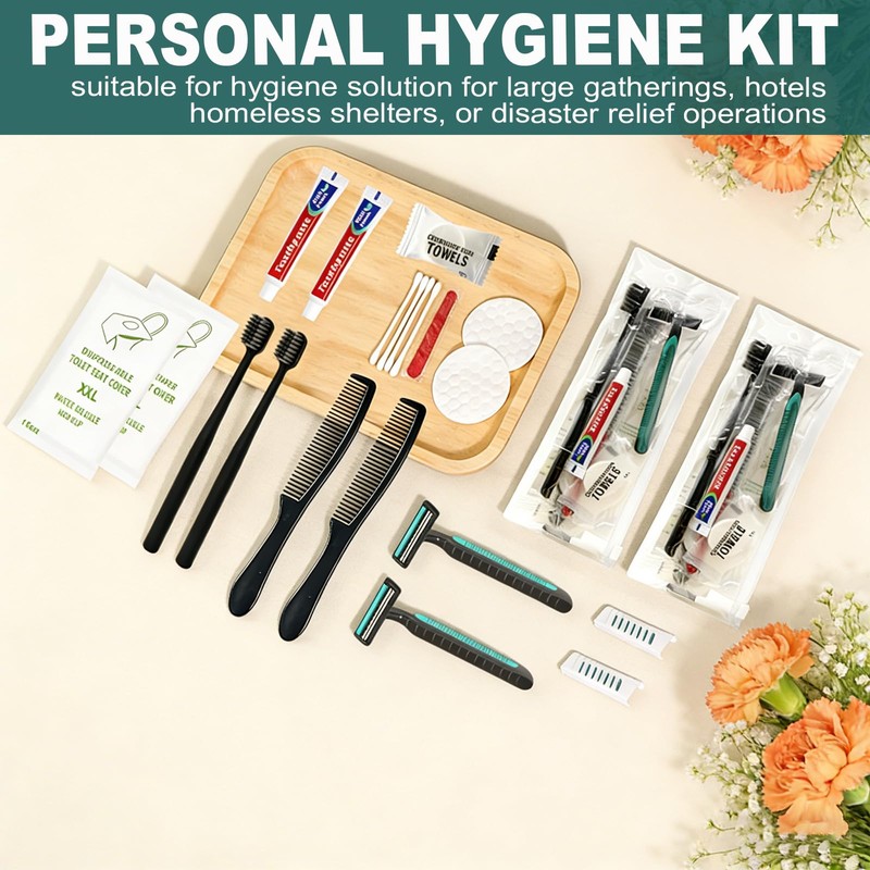 12 Sets Personal Hygiene Kit Bulk, Disposable Toothbrushes with Toothpaste,