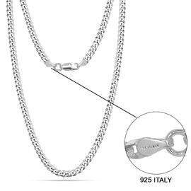 LeCalla Solid 925 Sterling Silver Curb Chain Necklace for Men and Women | Italian 5mm Diamond-Cut Cuban Link Chain Necklace 20 Inches