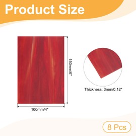 MECCANIXITY 8 Sheets Stained Glass Sheets,4 x 6 Inch Variety Mosaic Glass Tiles for DIY Projects Home Crafts Decoration,Red Series